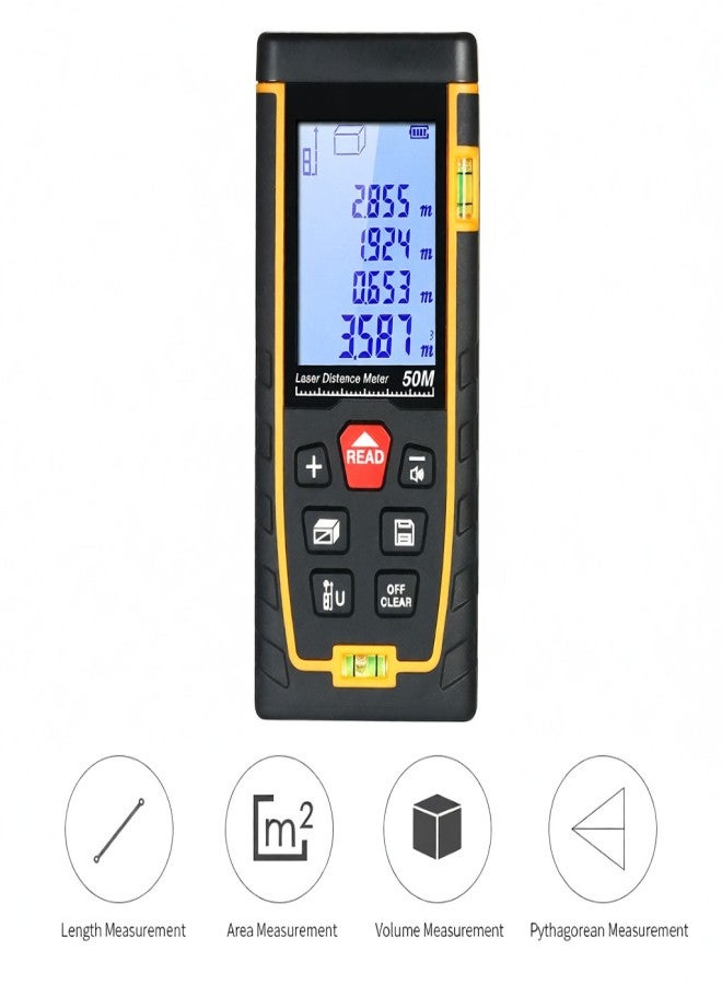 SNDWAY Handheld Digital Distance Meter Portable Mini Range Finder High-precision Rangefinder with 30 Groups Data Storage LCD Display Backlight 2 Bubble Levels Diastimeter Distance Area Volume - Image 5