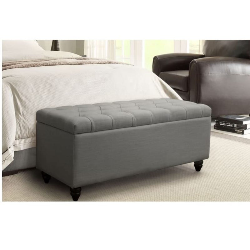 HOMECREST HOMECREST Park Ave Tufted Storage Ottoman Bench pouffe Puffy Couch 2 Seater Sofa for livingroom Bedroom Dark Grey  - Image 5