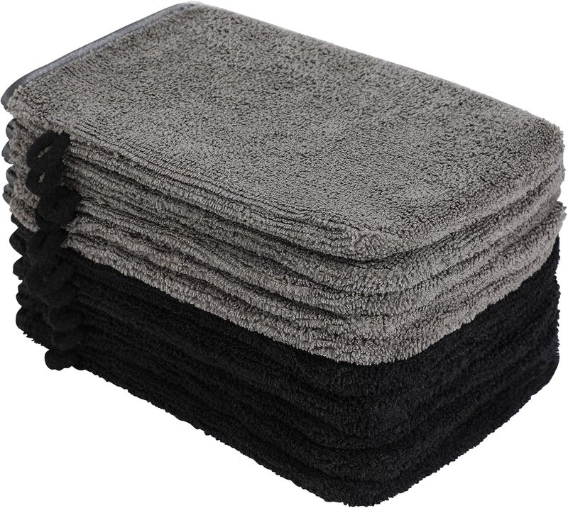 Phogary PHOGARY 10 Pack Microfiber Body Wash Mitts Soft Face Mitten Bath Spa Cloth Reusable Makeup Remover Mitt Gloves European Style Wash Cloth68inch Black and Grey 