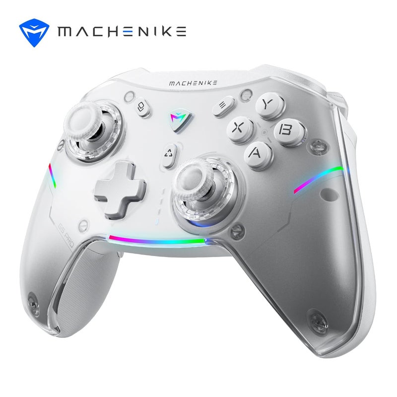 MACHENIKE G5 Pro Wireless PC Game Controller - Full Hall Effect, Mechanical Buttons, Gyro Motion Control, Turbo & Macro, BT 5.0/USB 2.4Hz/Wired, RGB Light, Windows/macOS/iOS/Android/Switch/Linux/TV (Pearl White) - Image 1