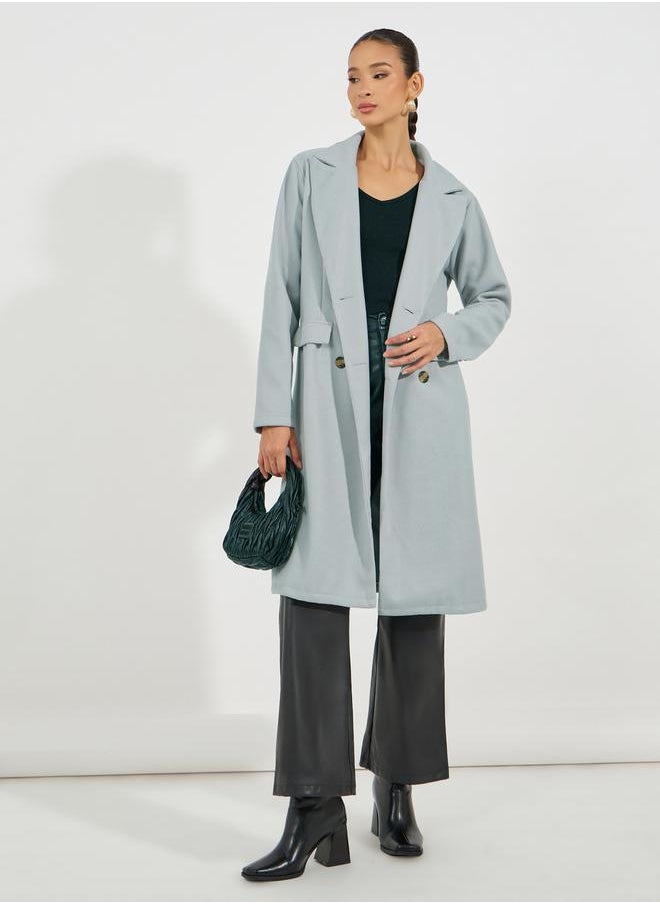 Styli - Regular Fit Midi Length Wool Like Double Breasted Coat - Image 1
