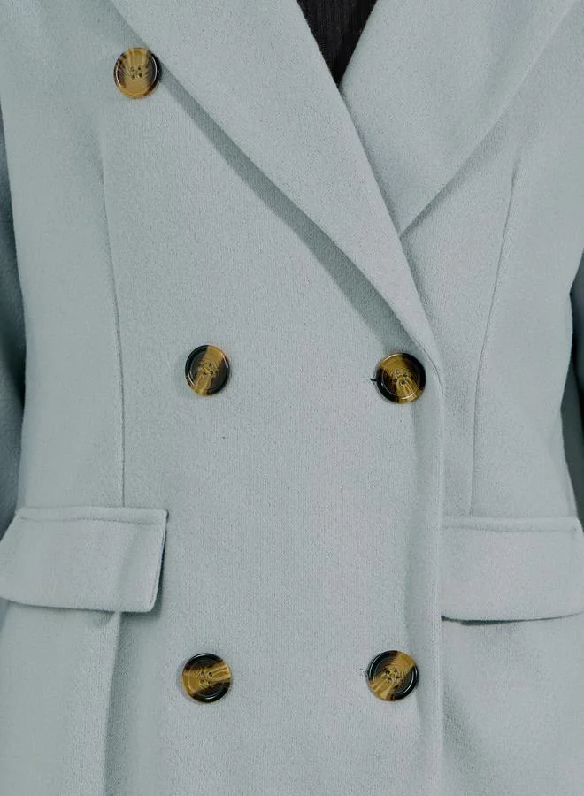 Styli Regular Fit Midi Length Wool Like Double Breasted Coat