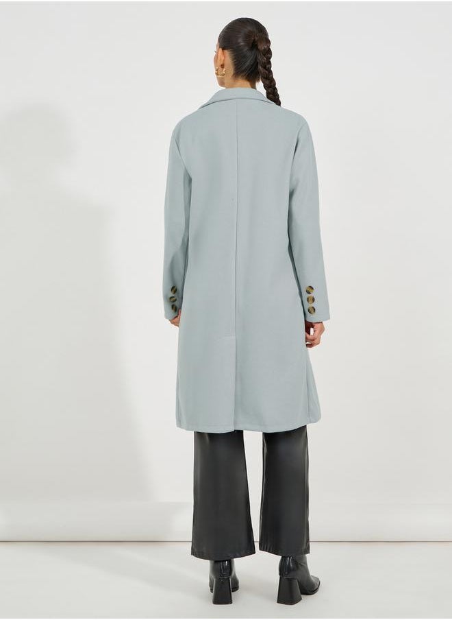 Styli - Regular Fit Midi Length Wool Like Double Breasted Coat - Image 1