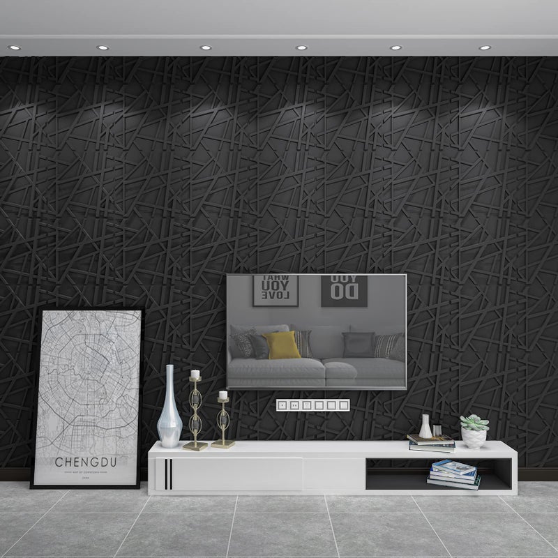 Art3d Art3d PVC Decorative Textures Black 3D Wall Panels for Interior Wall Décor, Black Wall Decor,Pack of 12 Tiles 32 Sq Ft  - Image 2