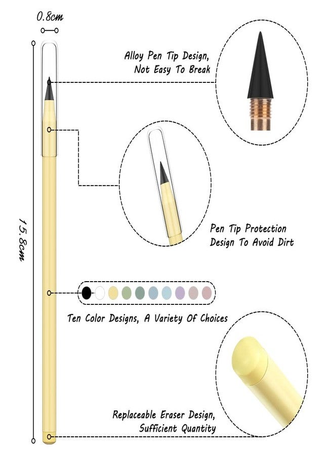Ainiv Everlasting Pencil - 10 Pack Infinity Pencils with 20 Extra Erasers, Ideal for Home, Office, School Writing & Drawing - Image 2