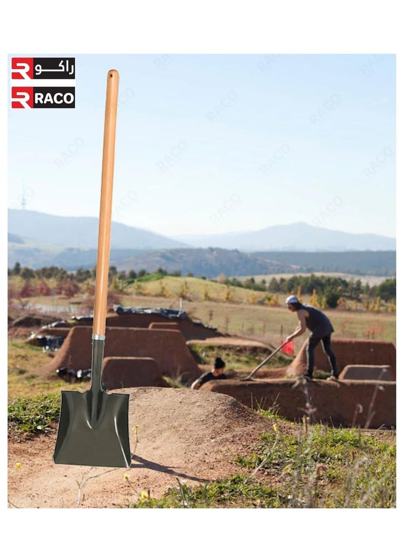 RACO Heavy Duty Wooden Handle Digging Shovel for Gardening, Camping, Off Road, Beach (SQUARE TYPE) - Image 2
