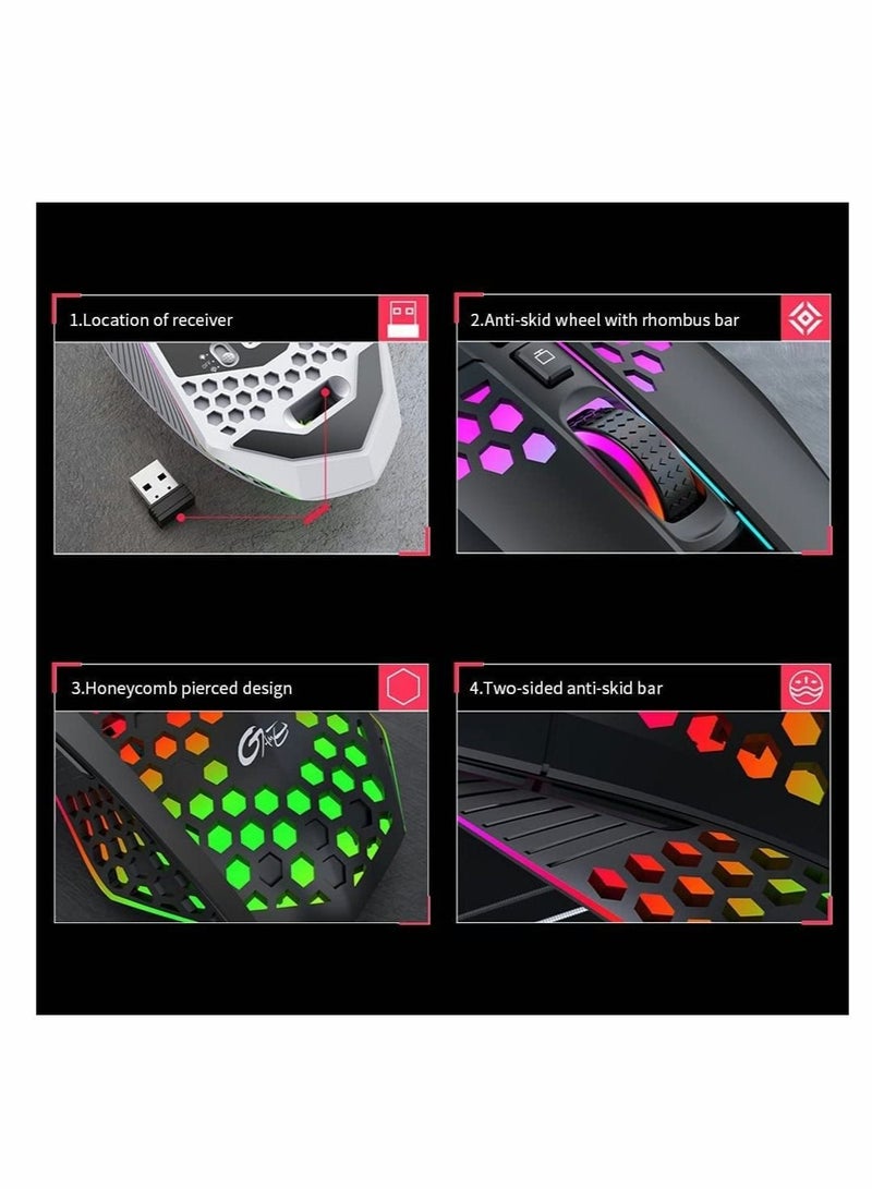 Captaintech Mouse, Wireless Gaming Mouse Lightweight Rechargeable USB Mouse with 8 keys Back-to-desktop Button 3 Adjustable DPI Levels 4 Modes - Image 4