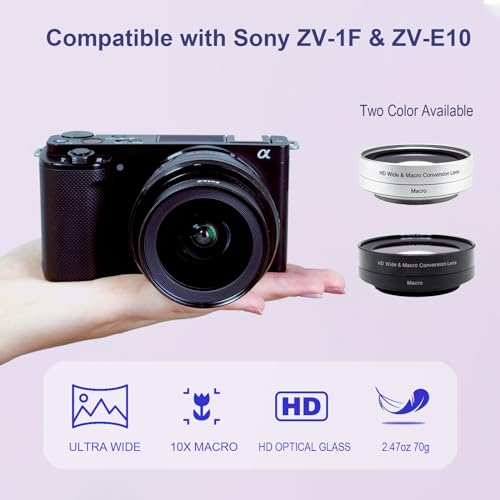 FotoZ 40.5mm 0.75x Mini Wide Angle Conversion Lens(w/Macro), for Sony ZV-1F ZV-E10, ZV-E10 MarkII A6400 A6700 Accessories, Compatible with kit Lens 16-50mm, PZ 16-50mm OSS II (Black) - Image 2