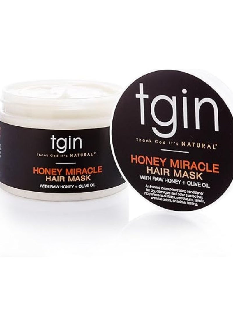 Tgin Honey Miracle Hair Mask Deep Conditioner with Raw Olive Oil For Natural Dry Curly Hair 340 g - Image 4