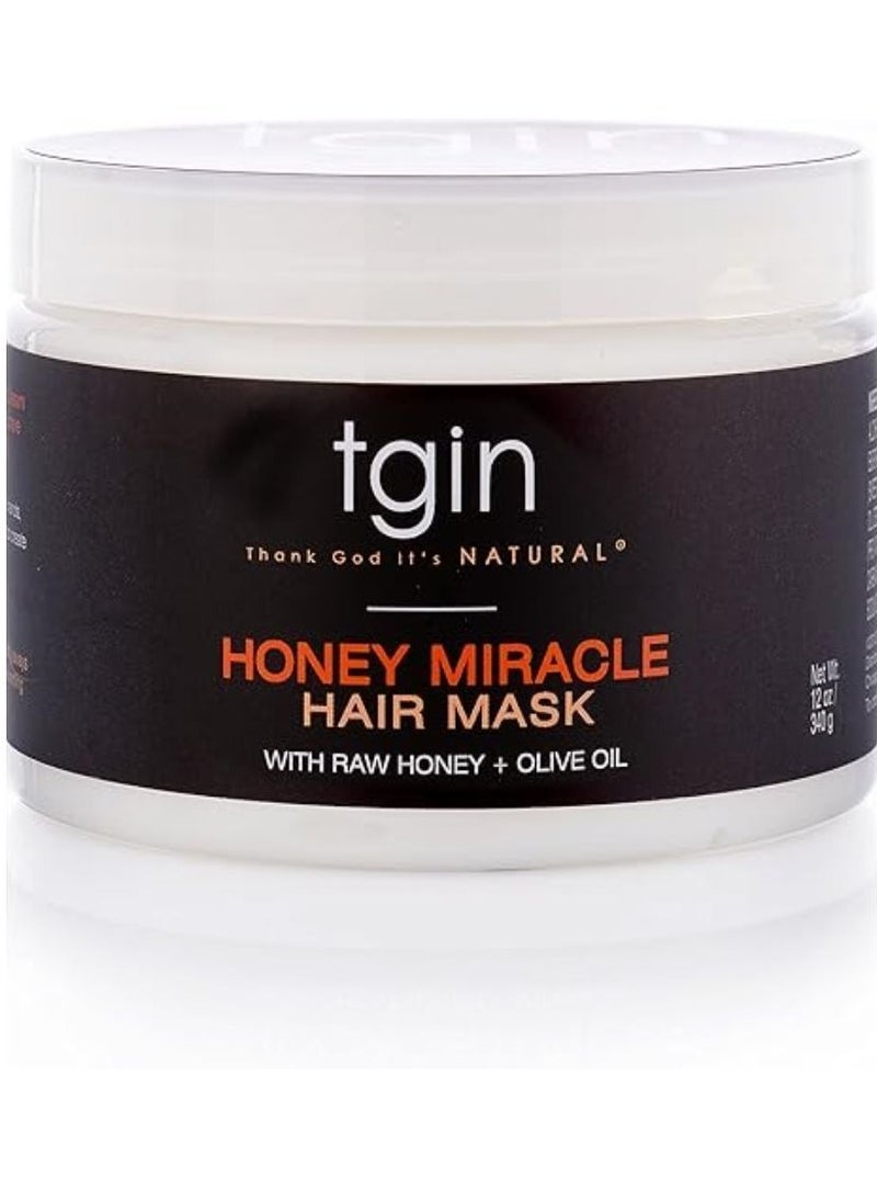 Tgin Honey Miracle Hair Mask Deep Conditioner with Raw Olive Oil For Natural Dry Curly Hair 340 g - Image 2