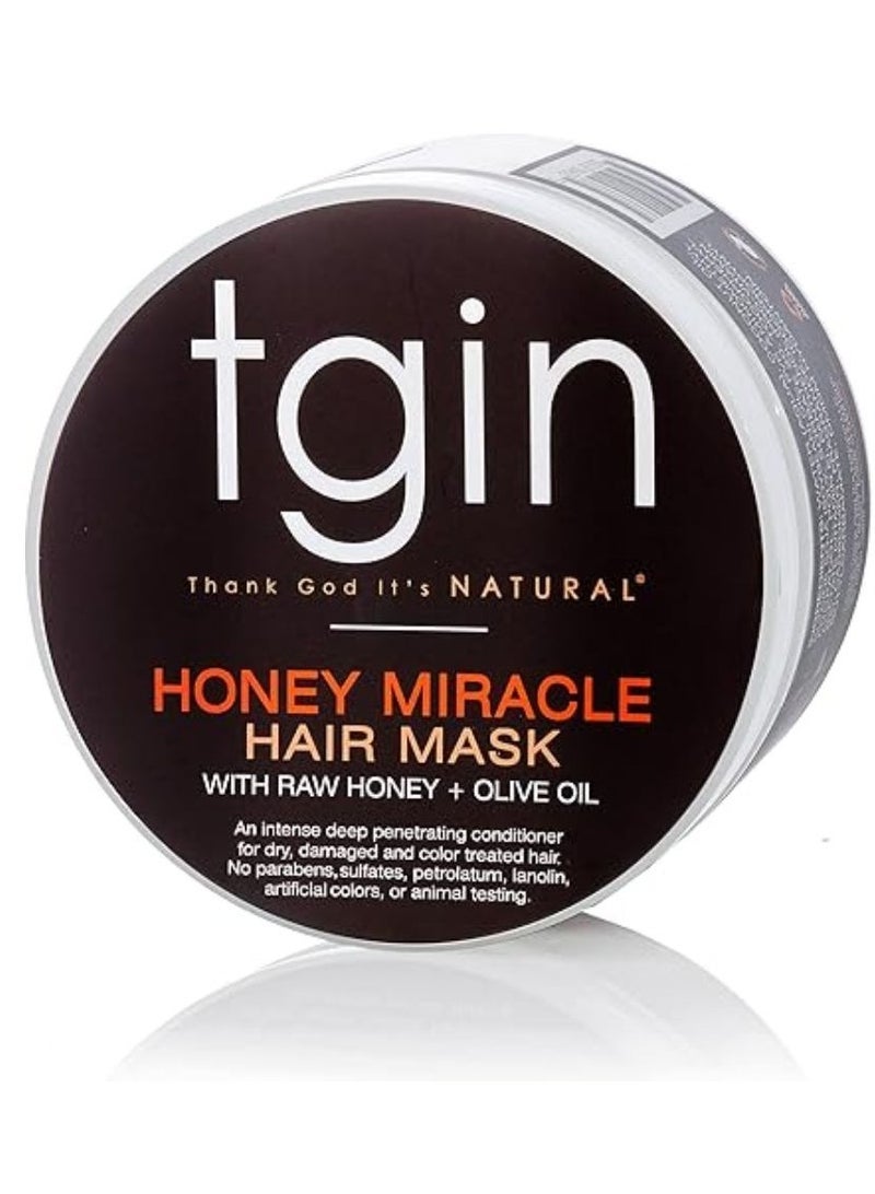 Tgin Honey Miracle Hair Mask Deep Conditioner with Raw Olive Oil For Natural Dry Curly Hair 340 g - Image 1