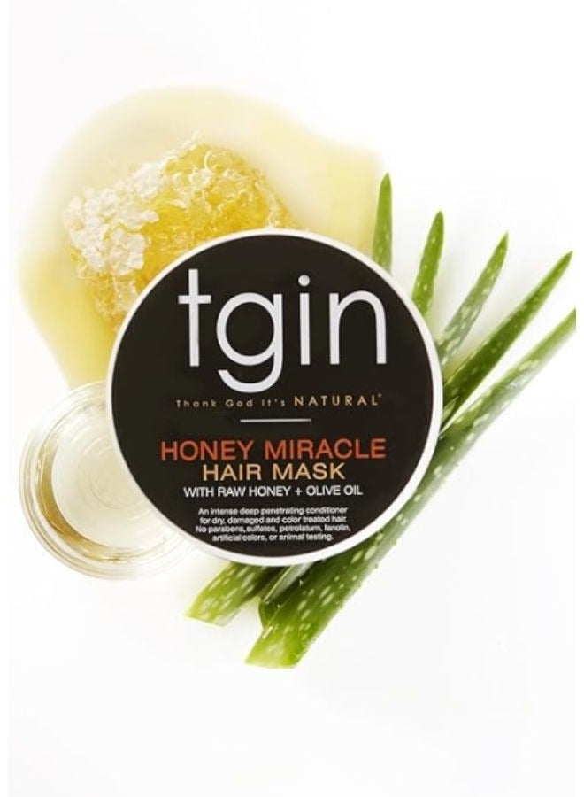 Tgin Honey Miracle Hair Mask Deep Conditioner with Raw Olive Oil For Natural Dry Curly Hair 340 g - Image 3