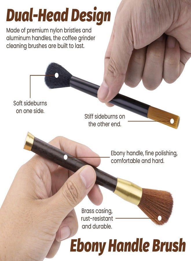 Sekonow 4 Pack Coffee Grinder Cleaning Brush, 2-Sided Brush & Ebony Wood Grinder Cleaner Accessories, Barista Tools for Espresso, Coffee Machine, Keyboard - Image 3