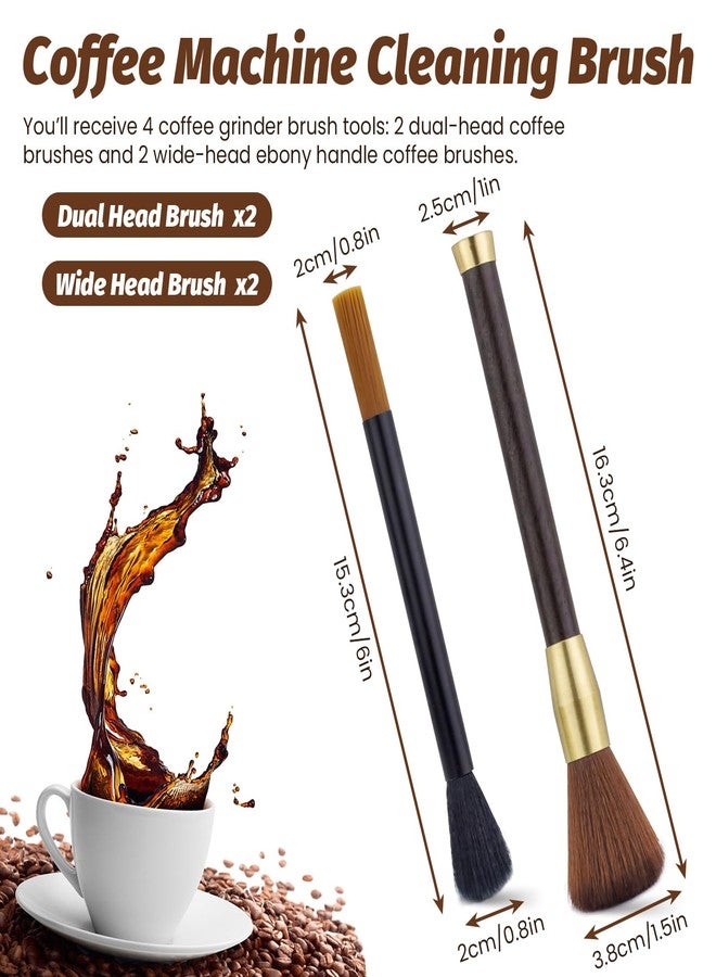 Sekonow 4 Pack Coffee Grinder Cleaning Brush, 2-Sided Brush & Ebony Wood Grinder Cleaner Accessories, Barista Tools for Espresso, Coffee Machine, Keyboard - Image 2