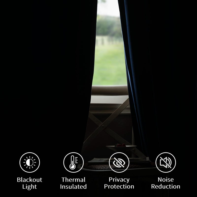 FMFUNCTEX Velvet Blackout Curtains Navy Blue Thermal Insulated Curtains for Bedroom Living Room Darkening Curtains 84 Inches Long Soft Luxury Rod Pocket Dark Blue Drapes Dining Room 2 Panels Set - Image 4