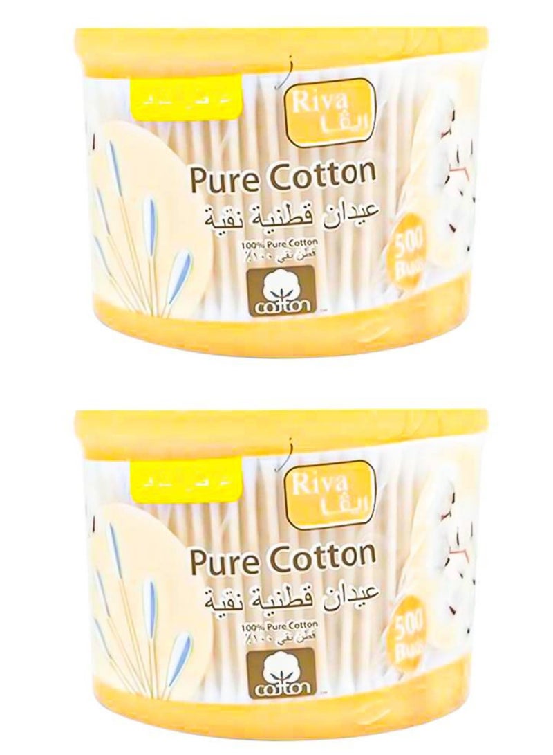 ريفا قطعتين من أعواد قطنية نقية 500 قطعة - Image 1