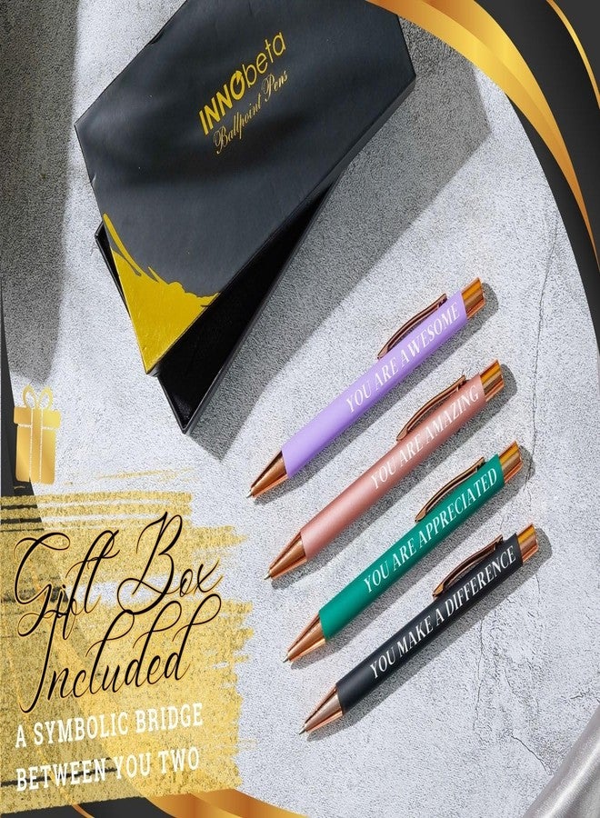 InnoBeta Thank You Pen Appreciation Gifts for Women, Awesome, Ballpoint Pen Set of 4, for Coworker Therapist Employee Friends - Image 3