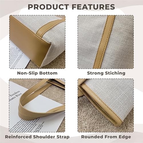 Kraptick Tote Bags – Stylish Shoulder Tote Bag Everyday Use For Women, Reusable Compact Tote Bag Perfect as a Grocery, Shopping Bags for Grocery (Off White) - Image 4