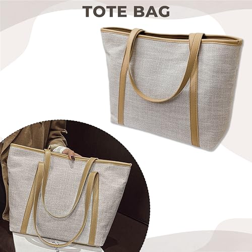 Kraptick Tote Bags – Stylish Shoulder Tote Bag Everyday Use For Women, Reusable Compact Tote Bag Perfect as a Grocery, Shopping Bags for Grocery (Off White) - Image 2
