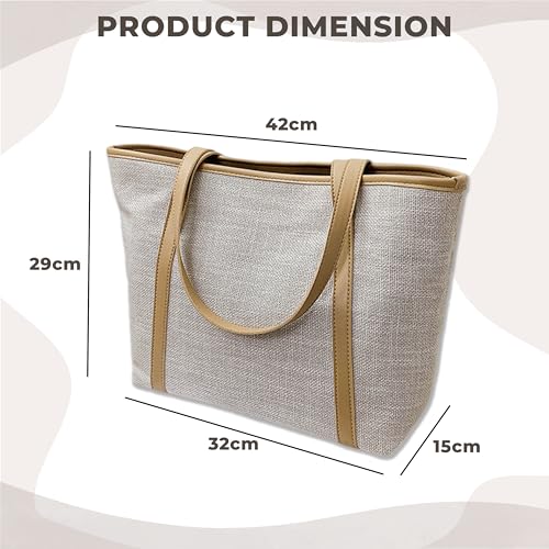 Kraptick Tote Bags – Stylish Shoulder Tote Bag Everyday Use For Women, Reusable Compact Tote Bag Perfect as a Grocery, Shopping Bags for Grocery (Off White) - Image 3