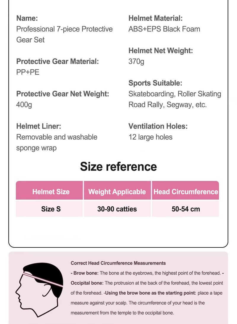 MaBaby 7 in 1 Kids Helmet Adjustable Protective Sports Gear Set, Kids Bike Helmets, Kick Scooter, Inline Skate, with Knee Elbow Pads Wrist Guards, for Kids Ages 3-15 Boys and Girls(S Size: Head 50-54cm) - Image 5