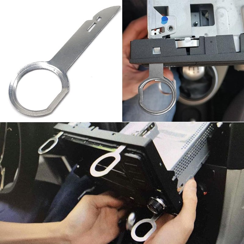 Professional Radio Removal Keys - 4PC Stainless Steel Extraction Tool Set for VW, Audi, Mercedes, BMW, Ford Vehicles - Image 4