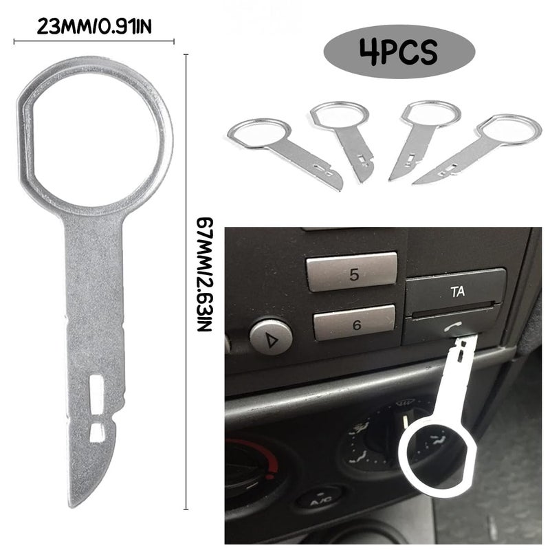 Professional Radio Removal Keys - 4PC Stainless Steel Extraction Tool Set for VW, Audi, Mercedes, BMW, Ford Vehicles - Image 2