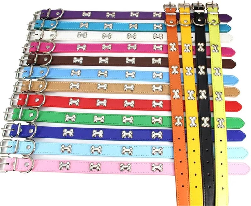 Leather Dog Collar for Small Breeds, Puppy & Pug Collar(DEEP Blue,L) - Image 3
