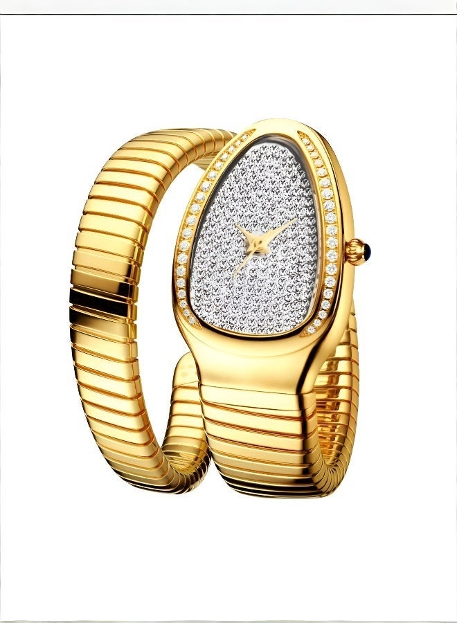 general ساعة نسائية من الألماس على شكل ثعبان فرنسي