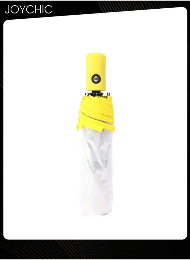 Generic Full Automatic Three Folding Transparent Clear Travel Rain Umbrella for Women Girls Outdoor Yellow  - Image 4