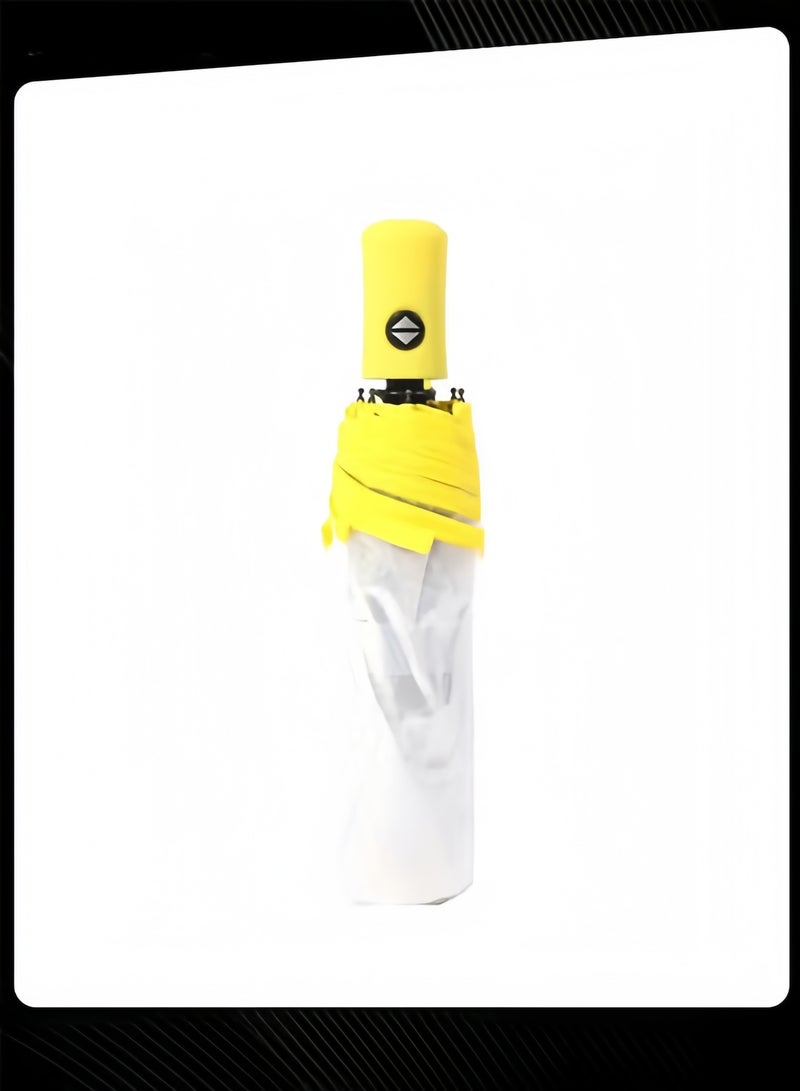 مظلة مطر شفافة ثلاثية الطي أوتوماتيكية بالكامل للسفر للنساء والفتيات في الهواء الطلق باللون الأصفر - Image 4