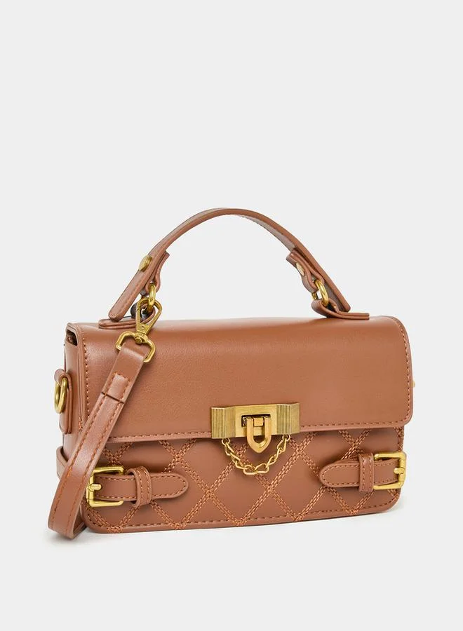 ستايلي Stitch Detail Buckle Belt Accent Handbag