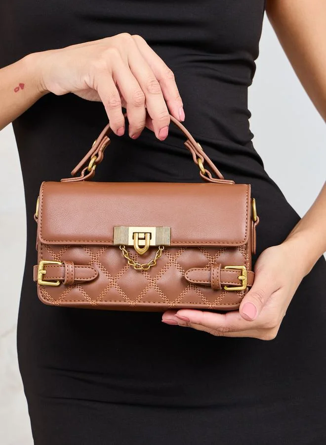 ستايلي Stitch Detail Buckle Belt Accent Handbag