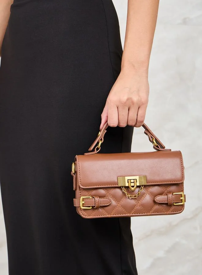 ستايلي Stitch Detail Buckle Belt Accent Handbag