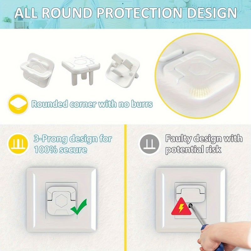 12 قطعة من أغطية المقابس الكهربائية القياسية الأمريكية لحماية الأطفال من الصدمات الكهربائية. - Image 5