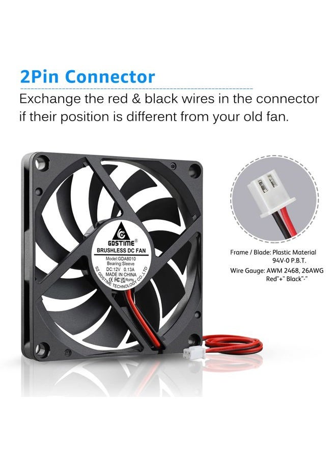 Gdstime Radiator 80mm x 80mm x 10mm 12V Brushless DC Cooling Fan - Image 5