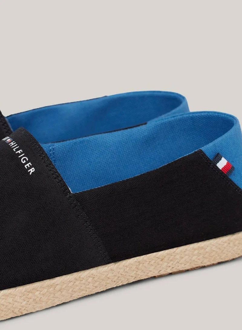 TOMMY HILFIGER Men's Canvas Logo Espadrilles -  Cotton canvas upper, Black