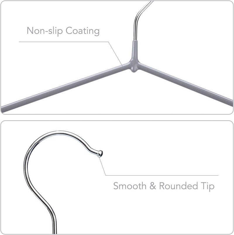 HOUSE DAY  Grey Premium Plastic Coating Hangers  20 Pack - Shirt Hangers for Clothes Space Saving Clothes Hangers for Adult Heavy Duty Hangers Strong Anti-Slip Hangers Wire Hangers - Image 3