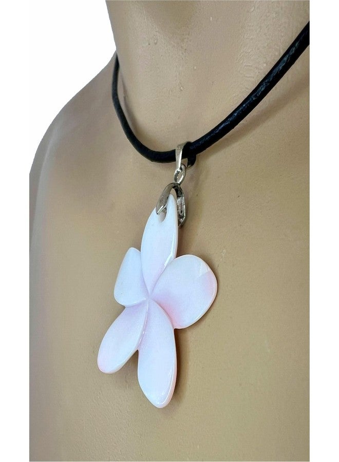 Zero Gravity Hawaii Hawaiian Jewelry Light Pink Plumeria Flower Hand Carved Shell Necklace - Image 3