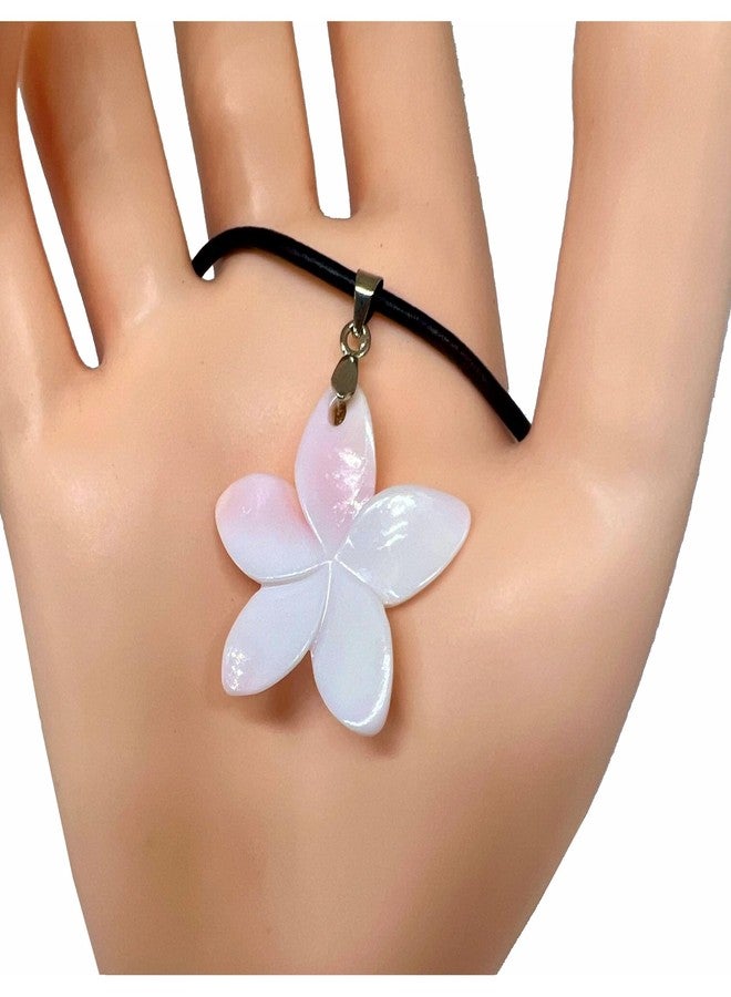 Zero Gravity Hawaii Hawaiian Jewelry Light Pink Plumeria Flower Hand Carved Shell Necklace - Image 4