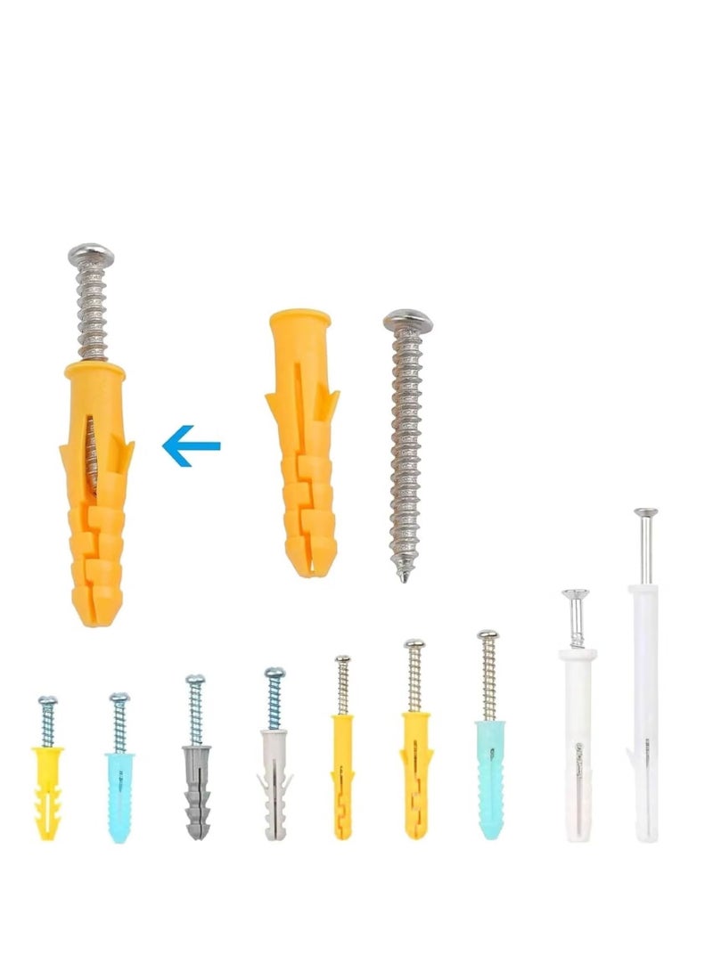 Ailily 200Pcs Plastic Drywll Anchors and self Tapping Screws Assortment Kit,Different Sizes of Wall Plugs and Screws Set with Organizer Box, self Drilling Anchor for HollowWall Hanging - Image 4