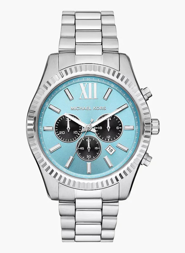 Michael Kors Men Men's Lexington Blue Dial  Stainless Steel Silver Tone Bracelet Watch - MK9165 - Image 1
