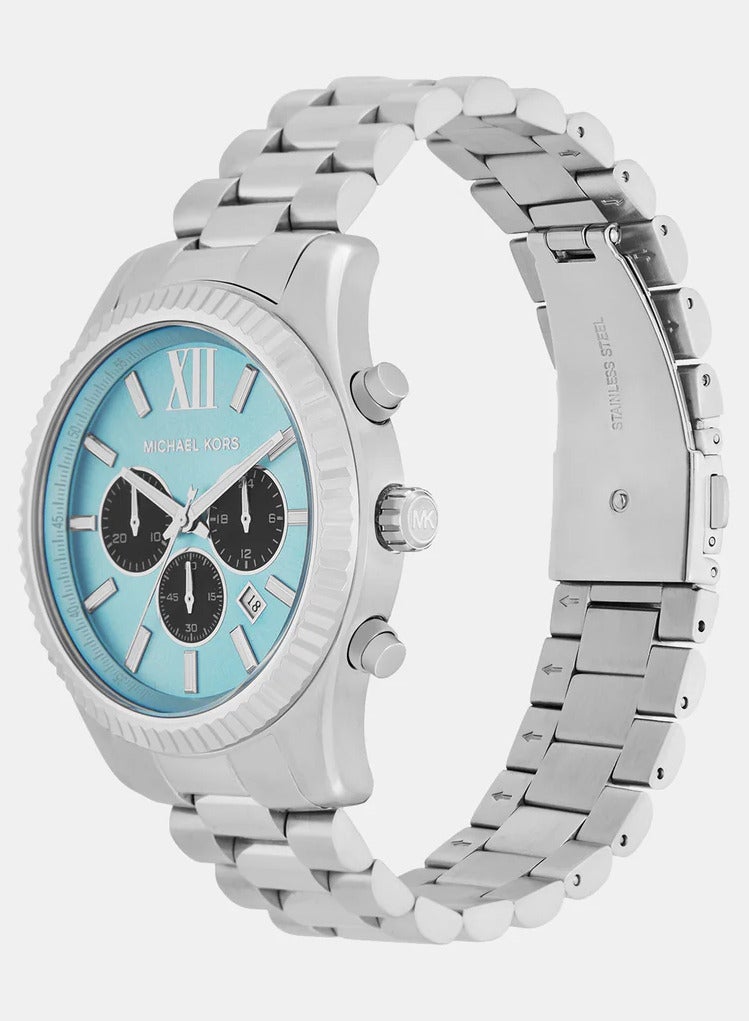 Michael Kors Men Men's Lexington Blue Dial  Stainless Steel Silver Tone Bracelet Watch - MK9165 - Image 2