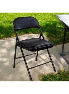 MOMENT Premium Snake Skin Folding Chair With Padded Seats Multi Functional Portable Chair For Home Dining Office Outdoor Fishing, Black  - Image 2