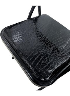 MOMENT Premium Snake Skin Folding Chair With Padded Seats Multi Functional Portable Chair For Home Dining Office Outdoor Fishing, Black  - Image 3