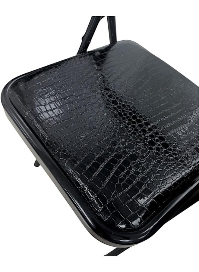 MOMENT Premium Snake Skin Folding Chair With Padded Seats Multi Functional Portable Chair For Home Dining Office Outdoor Fishing, Black  - Image 3