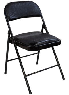 MOMENT Premium Snake Skin Folding Chair With Padded Seats Multi Functional Portable Chair For Home Dining Office Outdoor Fishing, Black  - Image 1
