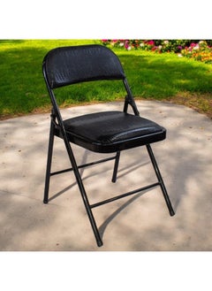 MOMENT Premium Snake Skin Folding Chair With Padded Seats Multi Functional Portable Chair For Home Dining Office Outdoor Fishing, Black  - Image 5
