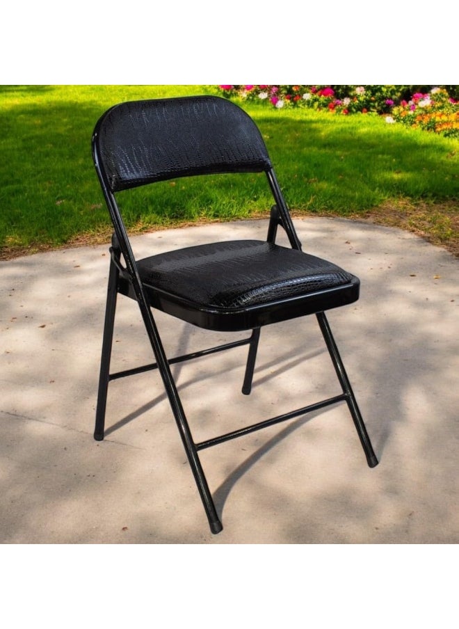MOMENT Premium Snake Skin Folding Chair With Padded Seats Multi Functional Portable Chair For Home Dining Office Outdoor Fishing, Black  - Image 5