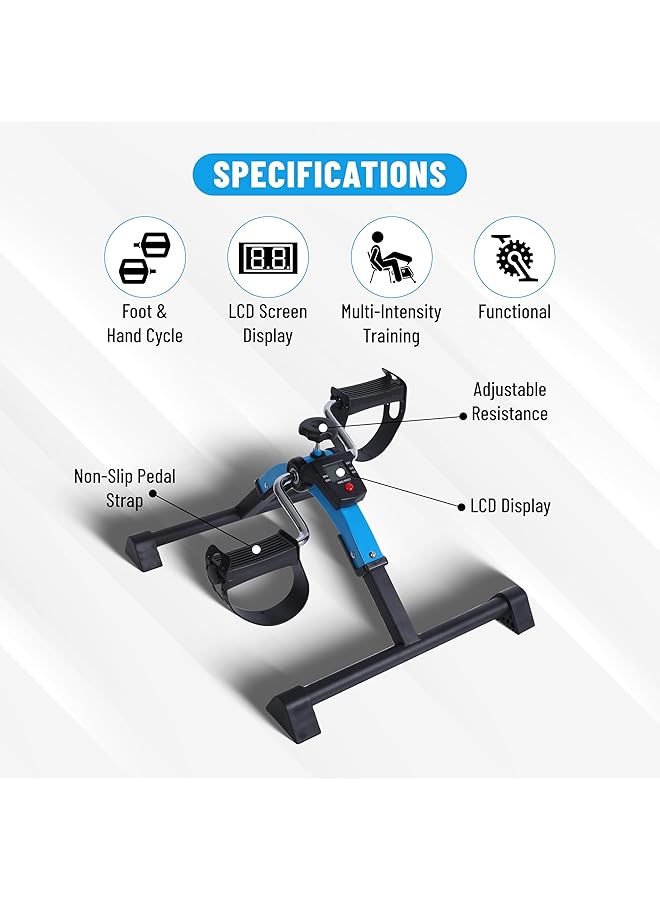 ENDLESS  Folding Pedal Exerciser With Lcd Monitor Blue Material: Alloy Steel Mini Under Desk Exercise Bike Foot Hand Cycle Portable Arm And Leg Exercise Peddler Machine For Men And Women - Image 2